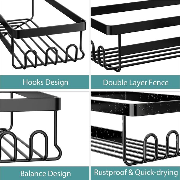 StorageRight Corner Shower Caddy, Adhesive Shower Organizer with Hooks