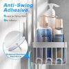 CT0434750JS_3 Sewulidon Aluminum Alloy Hanging Shower Caddy for Handheld Shower Heads,Rustproof Hose Shower Organizer 4 Levels Height Adjustable Shower Rack with Hooks,Razor Holder,Soap Holder