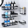 Adhesive Shower Caddy, 5-Pack Shower Caddy Hanging Bathroom Storage Organization, No Drilling Shelves with Soap Caddy & Toothbrush Wall-Mounted Shower Holder, Rustproof Bathroom Shelves