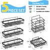 Adhesive Shower Caddy, 5-Pack Shower Caddy Hanging Bathroom Storage Organization, No Drilling Shelves with Soap Caddy & Toothbrush Wall-Mounted Shower Holder, Rustproof Bathroom Shelves