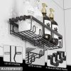 Adhesive Shower Caddy, 5-Pack Shower Caddy Hanging Bathroom Storage Organization, No Drilling Shelves with Soap Caddy & Toothbrush Wall-Mounted Shower Holder, Rustproof Bathroom Shelves