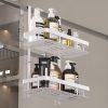 White Over Door Shower Caddy, Rustproof Bathroom Organizer, 2-Tier Storage Rack, 11.81x5.31 Inch Shelves, No Drilling Required