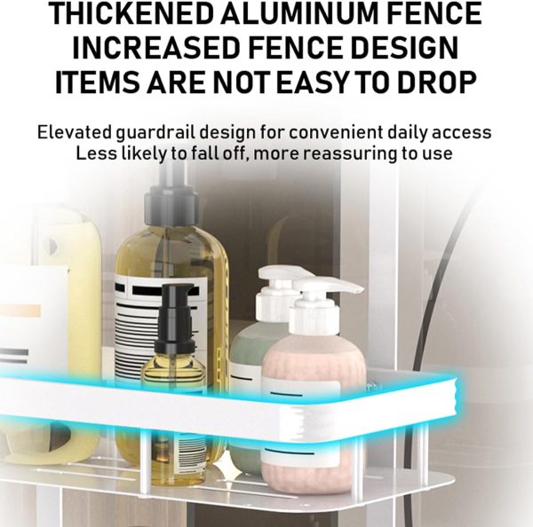 White Over Door Shower Caddy, Rustproof Bathroom Organizer, 2-Tier Storage Rack, 11.81x5.31 Inch Shelves, No Drilling Required