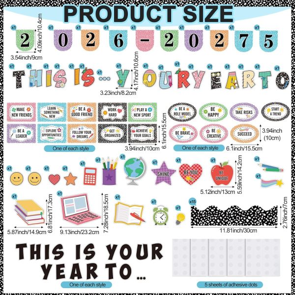 Capoda This is Your Year Bulletin Board Set Motivational Welcome Back to School Bulletin Board Decorations Inspirational Affirmation Paper Cutouts for 2026 Back to School Classroom Door Wall Decors