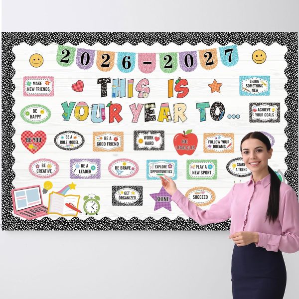 Capoda This is Your Year Bulletin Board Set Motivational Welcome Back to School Bulletin Board Decorations Inspirational Affirmation Paper Cutouts for 2026 Back to School Classroom Door Wall Decors