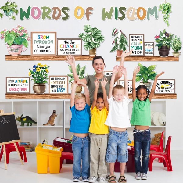 Adduster Classroom Bulletin Board Set Greenery Bookshelf Decor | Plant Motivational Classroom Decorations, Reading Library Bulletin Board Cutouts for Back to School Teacher Wall Decor
