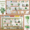 Adduster Classroom Bulletin Board Set Greenery Bookshelf Decor | Plant Motivational Classroom Decorations, Reading Library Bulletin Board Cutouts for Back to School Teacher Wall Decor