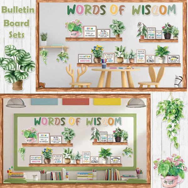 Adduster Classroom Bulletin Board Set Greenery Bookshelf Decor | Plant Motivational Classroom Decorations, Reading Library Bulletin Board Cutouts for Back to School Teacher Wall Decor