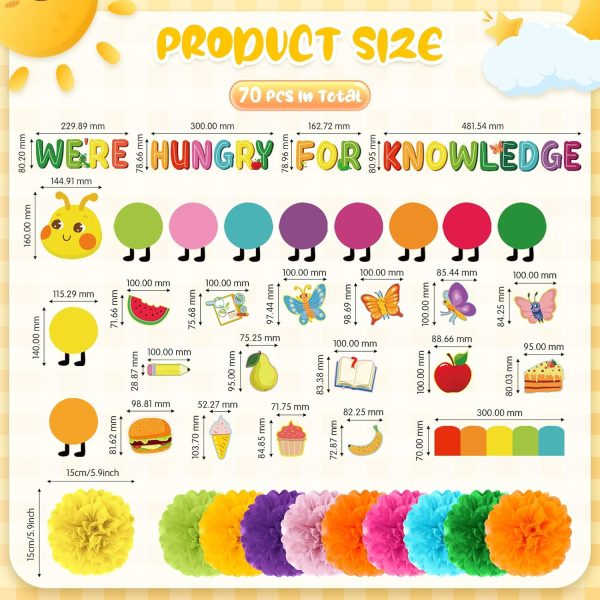 Colarr 3D Caterpillar Bulletin Board Decoration Set Colorful Hungry Caterpillar Classroom Decor Cafeteria Cutouts Bulletin Board Kit for Kindergarten Preschool Elementary Back to School(Bright)