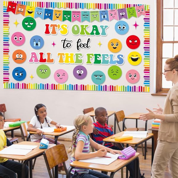 Feeling Bulletin Board Set Mental Health Classroom Decorations Growth Mindset Back to School Wall Art Decor Emotion Cutouts Feeling Chart for Kid Teacher School Counselor Therapy Calm Corner Supplies