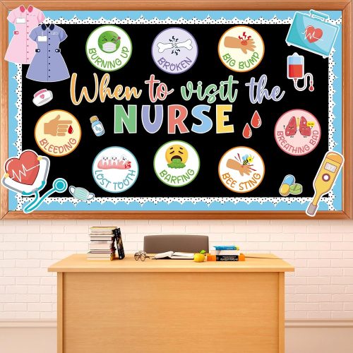 Nurse Classroom Bulletin Board Decorations Nursing Theme Classroom Decoration Pastel Healthcare Medical RN Cutouts When to Visit The Nurse Bulletin Board Set for Back to School Home Office Wall Decor