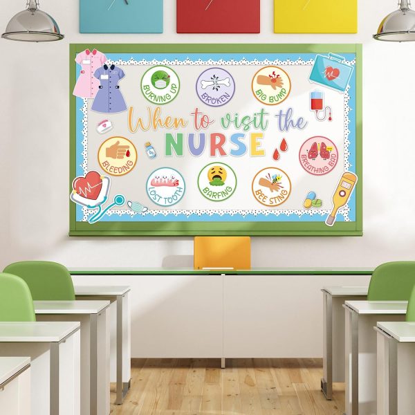 Nurse Classroom Bulletin Board Decorations Nursing Theme Classroom Decoration Pastel Healthcare Medical RN Cutouts When to Visit The Nurse Bulletin Board Set for Back to School Home Office Wall Decor