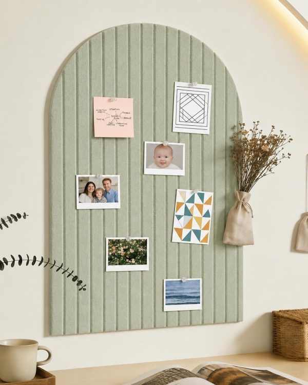CT0435082JS_1 Large Arched Felt Bulletin Board, Sized 36" x 24" for Office & Wall Decor – 6 Customizable Adhesive Tiles with Pins are Perfect to Display Your Photos (Sage Green)
