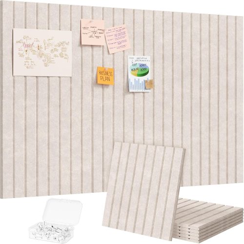 Lifewit Large Felt Bulletin Board with Self-Adhesive 36" x 24"- 6 Pack | Cork Board for Walls Alternative, Pin Board with 30 Pushpins, Message Boards for Classroom Home Office Decor, Oatmeal