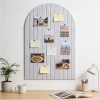 Arched Felt Bulletin Board (Light Camel), 35"x24" Large Wall Decor | 6 Pcs Self-Adhesive Tiles with Push Pins, Felt Cork Board Alternative for Home Office Classroom Decor
