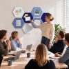 CT0435112JS_4 8 Pack Hexagon Felt Bulletin Board Tiles - 12" Large Thick Pin Board for Walls with 30 Push Pins, DIY Boards for Office Home School Decor, Aesthetic Hex Cork Board Alternative