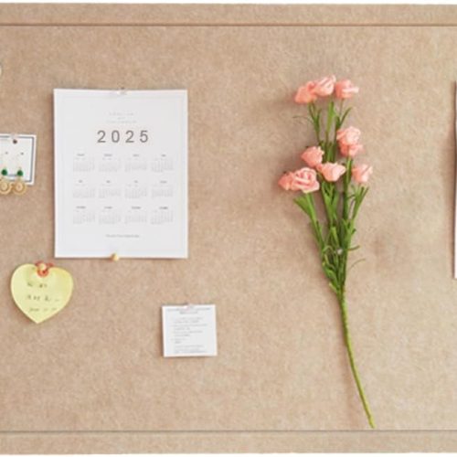 Foldable Large Felt Bulletin Board - 36'' x 18'', Decorative Picture Framed Display Board with 35 Rose Pins for School, Home, Kitchen & Office Walls