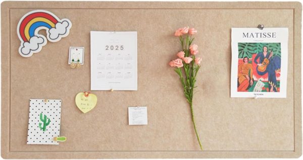 Foldable Large Felt Bulletin Board - 36'' x 18'', Decorative Picture Framed Display Board with 35 Rose Pins for School, Home, Kitchen & Office Walls