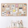Foldable Large Felt Bulletin Board - 36'' x 18'', Decorative Picture Framed Display Board with 35 Rose Pins for School, Home, Kitchen & Office Walls