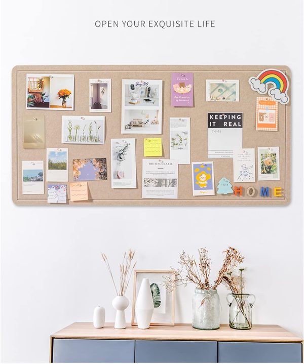 Foldable Large Felt Bulletin Board - 36'' x 18'', Decorative Picture Framed Display Board with 35 Rose Pins for School, Home, Kitchen & Office Walls