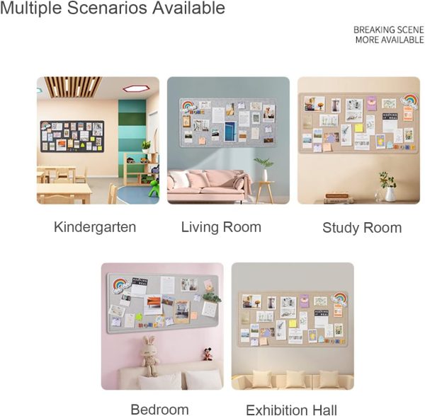 Foldable Large Felt Bulletin Board - 36'' x 18'', Decorative Picture Framed Display Board with 35 Rose Pins for School, Home, Kitchen & Office Walls
