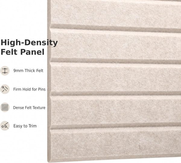 8 Pack Large Felt Bulletin Board Tiles, 48" x 24" Felt Pin Board | Cork Board Alternative with 40 Strong Adhesive Tabs, Decorative Pin Board for Wall Decor, Home, Office, Dorm, Classroom