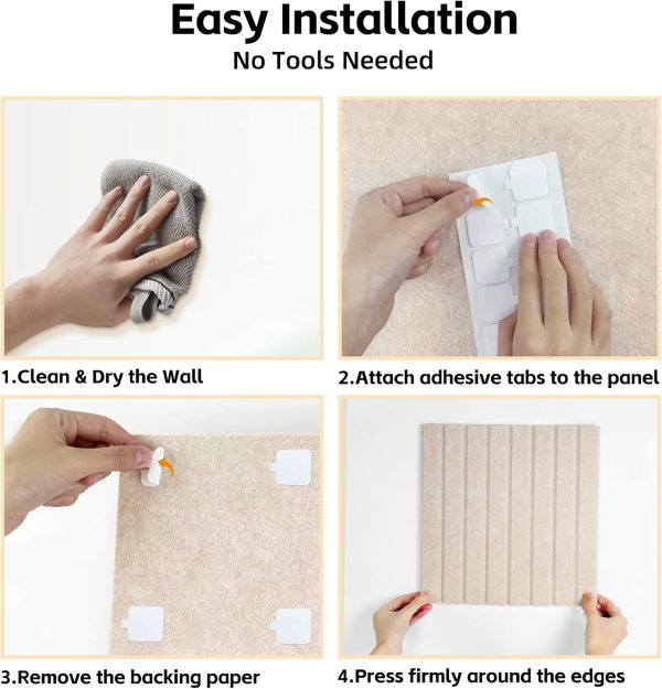 8 Pack Large Felt Bulletin Board Tiles, 48" x 24" Felt Pin Board | Cork Board Alternative with 40 Strong Adhesive Tabs, Decorative Pin Board for Wall Decor, Home, Office, Dorm, Classroom
