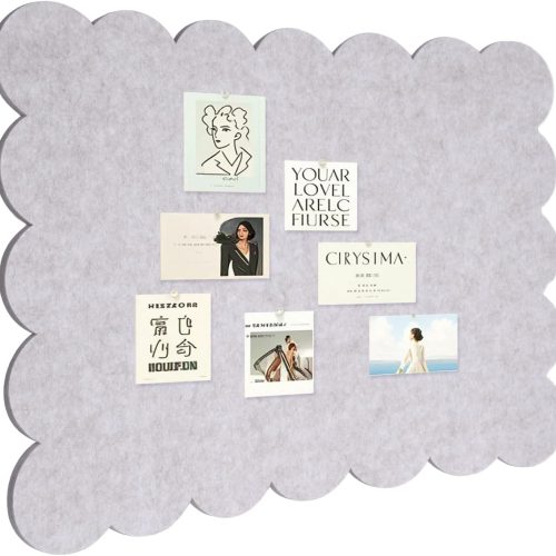 Scalloped Felt Bulletin Board 23.62" X 15.74" Foldable Beige | Bulletin Board Fabric Foldable Beige Self-Adhesive Bulletin Decorative Design Suitable for Office Notices, Classrooms, Art