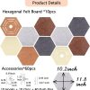 10 Pcs Hexagon Bulletin Board,11.8x10.23x0.47in Felt Bulletin Board Tiles | Self-Adhesive Bulletin Board Pinboard Pin Display Boards for Photo Memo,Boho Home Office Wall Decor(60 Push Pins+Clips+Hooks)