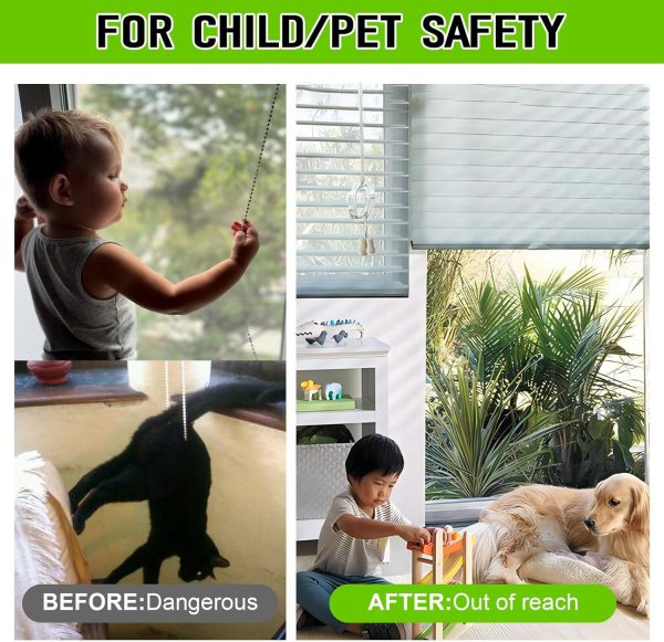 CT0437006JS_4 8 Pack Blind Cord Winder Safety Blind Cord Holder Clear Baby Proof Window Blinds Cords Safety Childproof Blind String Wrap Blind Cord Wrap Cleat Alternative Protect Kids and Pets, No Wall Damage