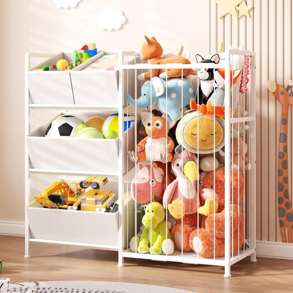 BBLIKE Toy Storage Organizer, Stuffed Animal Storage with 4 Removable Bins