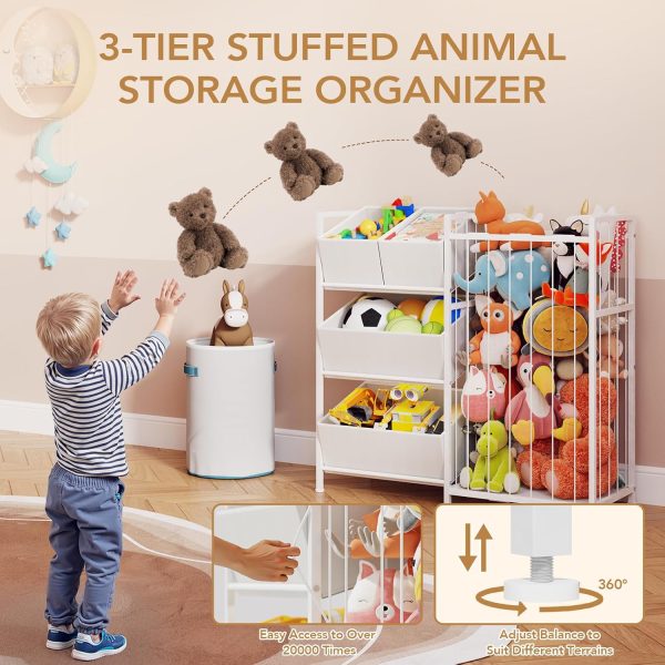 BBLIKE Toy Storage Organizer, Stuffed Animal Storage with 4 Removable Bins