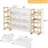 EXPERLAM Extra Large Toy Storage - Toy Storage Organizer, Wooden Toy Organizer with 6 Side Shelves and 12 Bins, 3-in-1 Bookshelf for Kids Rooms, Playroom, Nursery, White