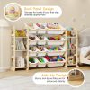 EXPERLAM Extra Large Toy Storage - Toy Storage Organizer, Wooden Toy Organizer with 6 Side Shelves and 12 Bins, 3-in-1 Bookshelf for Kids Rooms, Playroom, Nursery, White