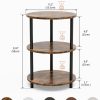 CT0438419JS_2 XBurmo Small Round Coffee Table - 3 Tier Design Accent Table, Narrow Side or Bedside Stand, Industrial Vintage Nightstand for Bedroom, Living Room, or Small Spaces, Rustic Brown