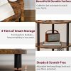 CT0438419JS_4 XBurmo Small Round Coffee Table - 3 Tier Design Accent Table, Narrow Side or Bedside Stand, Industrial Vintage Nightstand for Bedroom, Living Room, or Small Spaces, Rustic Brown