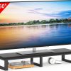 YAOHUOO 45" Large TV Riser for 32-60 inch TV, TV Riser Stand Shelf,Black | Steel Legs,Tabletop TV Stand Riser for Home Office,Fit TV/Monitor/Laptop/Soundbar,7.1"Height,Holds up to 120lbs
