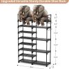 ROJASOP Shoe Rack Organizer, 8-Tier Metal Shoe Rack for Closet Entryway Garage, 26-32 Pairs Tall Shoe Boot Storage Shelf with 15 Hooks, Stackable Large Shoe Stand