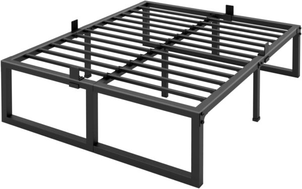 CT0439291JS_1 Full Size Bed Frame, 18 Inch Heavy Duty Support 3500 lbs Metal Platform, No Box Spring Needed/Noise Free/Non-Slip/Steel Slat Support/Easy Assembly