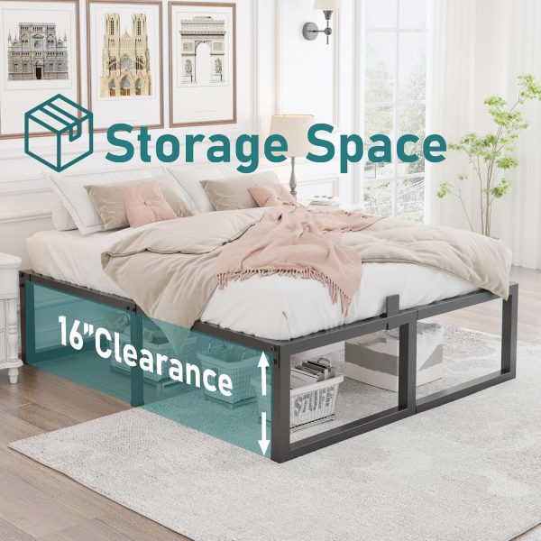 CT0439291JS_4 Full Size Bed Frame, 18 Inch Heavy Duty Support 3500 lbs Metal Platform, No Box Spring Needed/Noise Free/Non-Slip/Steel Slat Support/Easy Assembly