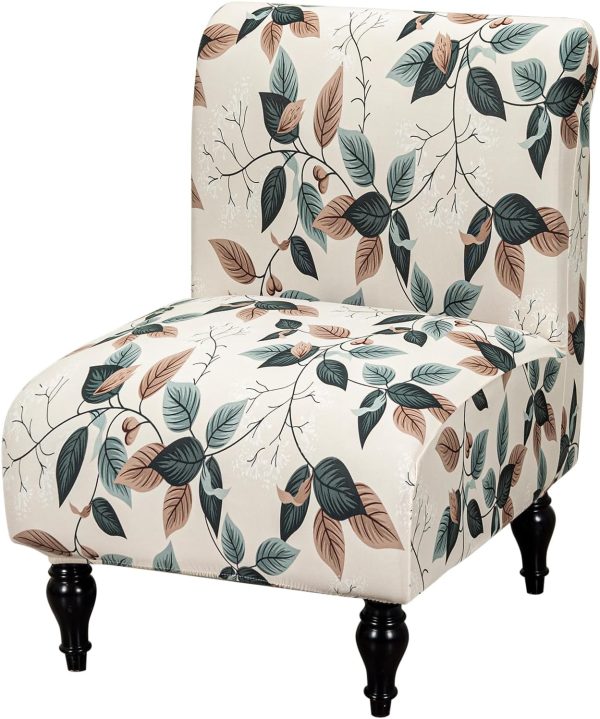 FUANGUI Armless Accent Chair Cover Slipcover Covers | Stretch Spandex Chair Covers for Living Room Removable Washable for Armless Chair Furniture Protector