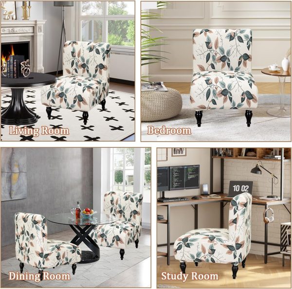 FUANGUI Armless Accent Chair Cover Slipcover Covers | Stretch Spandex Chair Covers for Living Room Removable Washable for Armless Chair Furniture Protector