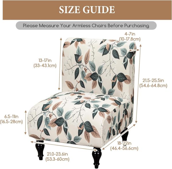 FUANGUI Armless Accent Chair Cover Slipcover Covers | Stretch Spandex Chair Covers for Living Room Removable Washable for Armless Chair Furniture Protector
