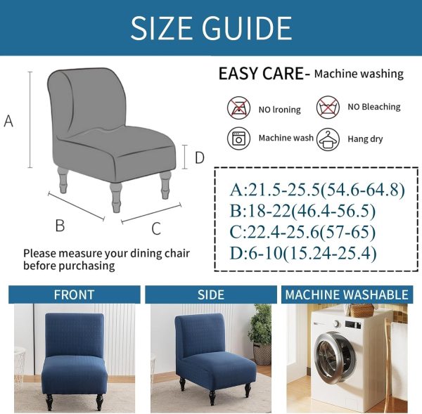 CT0439346JS_2 LavishCover Armless Accent Chairs Covers, Thick Armless Recliner Sofa Cover Stretchable, Removable Armless Chair Slipcover for Living Dining Room Hotel (Navy Blue, 1pc)