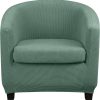 CT0439365JS_1 Lellen Club Chair Slipcover with Seat Cushion Cover Round Tub Accent Armchair Cover Reusable Sofa Stretch Covers for Living Room Bedroom Office Dining Room Barrel Chair Protector(Cyan Suit )