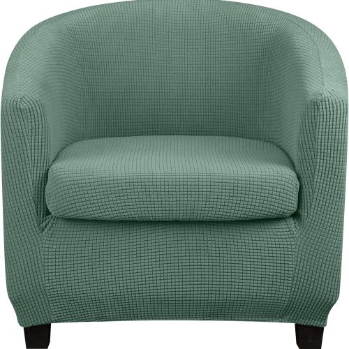 CT0439365JS_1 Lellen Club Chair Slipcover with Seat Cushion Cover Round Tub Accent Armchair Cover Reusable Sofa Stretch Covers for Living Room Bedroom Office Dining Room Barrel Chair Protector(Cyan Suit )