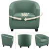 CT0439365JS_2 Lellen Club Chair Slipcover with Seat Cushion Cover Round Tub Accent Armchair Cover Reusable Sofa Stretch Covers for Living Room Bedroom Office Dining Room Barrel Chair Protector(Cyan Suit )