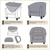 CT0439365JS_4 Lellen Club Chair Slipcover with Seat Cushion Cover Round Tub Accent Armchair Cover Reusable Sofa Stretch Covers for Living Room Bedroom Office Dining Room Barrel Chair Protector(Cyan Suit )