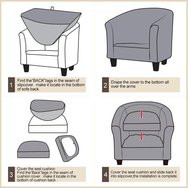 CT0439365JS_4 Lellen Club Chair Slipcover with Seat Cushion Cover Round Tub Accent Armchair Cover Reusable Sofa Stretch Covers for Living Room Bedroom Office Dining Room Barrel Chair Protector(Cyan Suit )