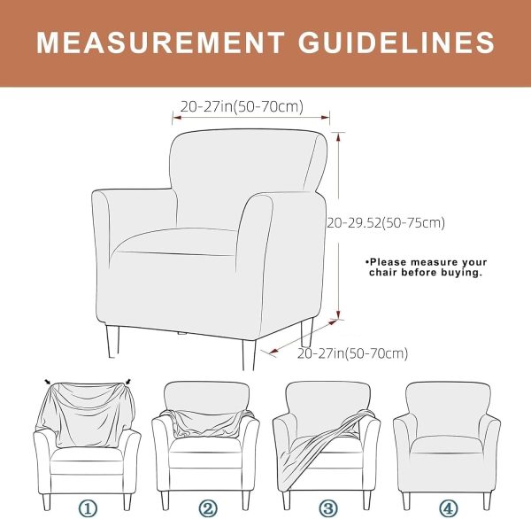 Banquet Armchair Slipcovers Accent Chair Covers Chair Slipcover | Stretch 1-Piece Armchair Cover with Arms Anti Slip Armchair Sofa Covers Furniture Protector for Kids Pets Living Room Decor